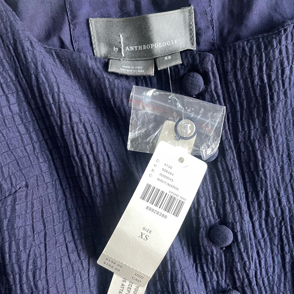 NEVER WORN TAGS ATTACHED Anthropologie Deep Blue Textured Dress XS